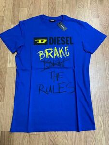 新品 タグ付き DIESEL ディーゼル Tシャツ メンズS レディースM ブルー blue