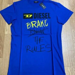 新品 タグ付き DIESEL ディーゼル Tシャツ メンズS レディースM ブルー blue