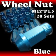 M12xP1.5 アルミ レーシングナット ブルー 20pcs ◆ シビック フィット インテグラ オデッセイ ビート CR-Z S2000 S660_画像1