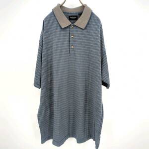 XL VAN HEUSEN ポロシャツ 総柄 くすみブルー