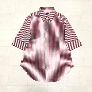 [ postage 360 jpy ]RALPH LAUREN Ralph Lauren super slim Fit short sleeves shirt for women lady's size 9 stripe CD23