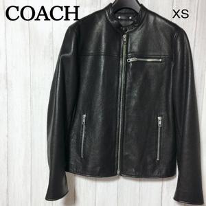 COACH カウレザーライダースジャケット XS/コーチ 高級 シングル