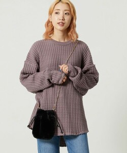 【WEB限定】極美品22AW FREAK'S STORE フリークスストア ヘビーワッフルクルーネックダメージニット 肉厚 洒落見え ストレスフリーの着心地