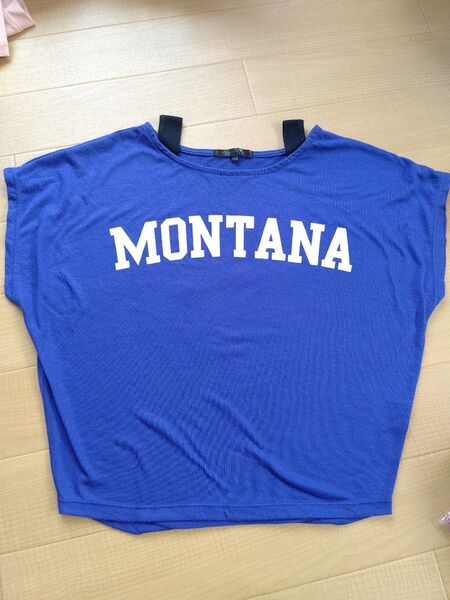 中古 キッズ 女の子 半袖 Tシャツ ロゴT 150 ブルー