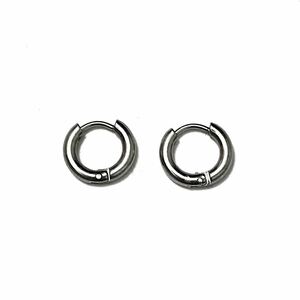  small Classic hoop earrings soft hat type both ear set silver stainless steel accessory unisex No-brand secondhand goods old clothes 