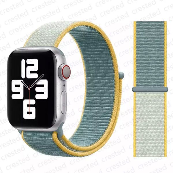 Apple Watch アップルウォッチ バンド ベルト　ナイロン【38/40/41】ブルーイエロー