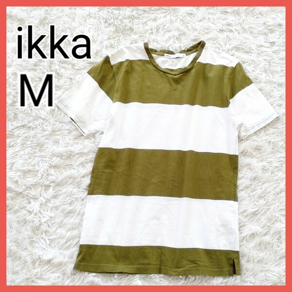 【M】ikka　イッカ　太ボーダーTシャツ　プルオーバー　半袖Tシャツ