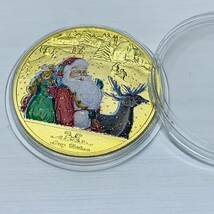 GU22-1欧米記念メダル クリスマス サンタクロース 鹿 プレゼント 幸運コイン 美品 外国硬貨 海外古銭 コレクションコイン 貨幣 重さ約28g_画像1