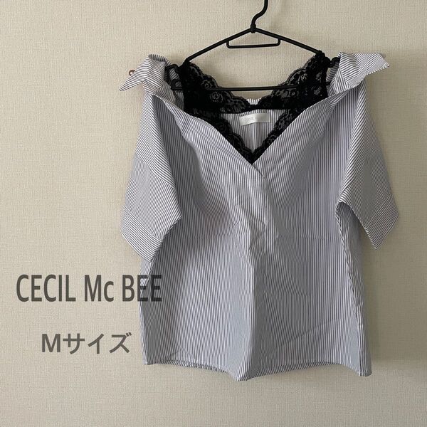 CECIL McBEE ストライプ シャツ ベアドロップ