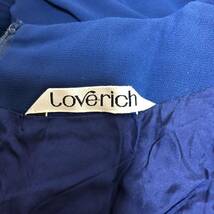 ラブリッチ Love rich ドレス サイズ9 M ブルー シフォン ミモレ丈 肩パッド ベルト 青 ワンピース カシュクール風 上品 長袖 透け感 B-597_画像8