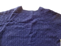 F / ハンドメイド 手作り ネイビー 亀甲 透かし編み 七分袖セーター / 中古品_画像8