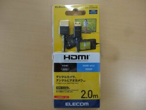 展示開封品 エレコム mini HDMI ケーブル 2m スーパースリム ブラック DGW-HD14SSM20BK★ レターパックプラス発送