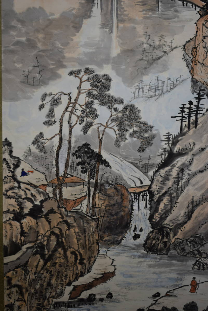 [Authentique]/observation de la lune/paysage d'été et peinture de personnes/parchemin suspendu Hoteiya HE-663, Peinture, Peinture japonaise, Paysage, Vent et lune