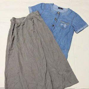 +SS1 BLUE CROSS Blue Cross lucky bag 160 165 170 2 point set summarize girl woman short sleeves One-piece wide pants 