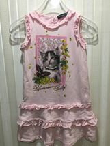 ★ブルマリン/Blumarine 100㎝★ノースリーブチュニックワンピース(ピンク)/前身頃に猫プリント・ライトストーン/裾フリルs103_画像1