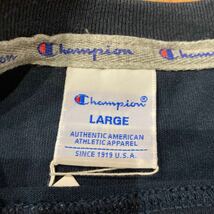 Champion チャンピオン 半袖 Tシャツ デカロゴ 刺繍ロゴ ネイビー トリコロール サイズL 玉mc1547_画像6