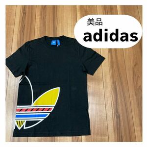 美品 adidas originals アディダスオリジナルス Tシャツ 半袖 ビッグロゴ Tee ブラック サイズXS 玉mc1509