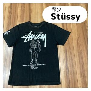 希少 Stussy ステューシー OILWORKS10周年 グラフィックTシャツ 半袖 バックプリント コラボ 限定品 サイズM 玉mc1543