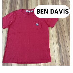 BEN DAVIS ベンデイビス 半袖 Tシャツ ポケット ワンポイント クールネック レッド サイズM 玉mc1556