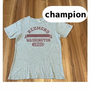 champion チャンピオン 半袖 Tシャツ カレッジロゴ アーチロゴ デカロゴ グレー サイズL 玉mc1555