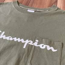  champion チャンピオン Tシャツ 半袖 ポケットT ビッグロゴ プリント オリーブ サイズM 玉mc1525_画像5