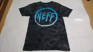 中古 レア NEFF ネフ タイダイ染 ロゴプリント 個性的 半袖 Tシャツ 黒灰系 M