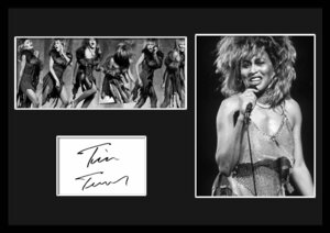 ティナ・ターナー / Tina Turner / ロックンロール /サインプリント&証明書付きフレーム/BW/モノクロ/ディスプレイ (4-3W)