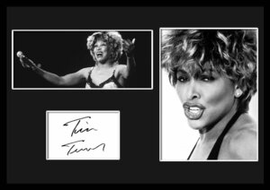ティナ・ターナー / Tina Turner / ロックンロール /サインプリント&証明書付きフレーム/BW/モノクロ/ディスプレイ (1-3W)