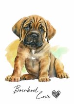 ポストカード【 Boerboel / ボーアボール 】イラスト アート 水彩画風 パステルカラー はがき -1_画像1