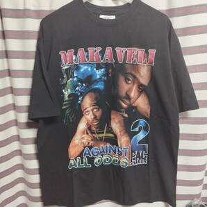 【2pac】厚手生地 トゥパック ２パック 2pac MAKAVERI 【送料無料】オーバーサイズ RAP Tee 古着 Tシャツの画像1