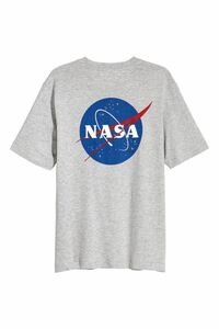 NASA　ナサ　Tシャツ　メンズL　ロゴ　グレー　アメリカ航空宇宙局　スペースシャトル