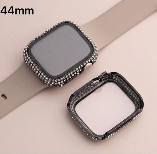AppleWatchケース ブラック 44mm アップルウォッチキラキラSeries 6/se2/se/5/4