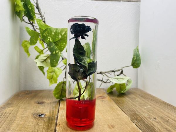 水中花シフトノブ 円柱型 黒薔薇 赤