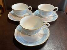 ◎美品 A085C NORITAKE ノリタケ　カップ＆ソーサー　 レースウッド ゴールド　３客セット 同梱OK