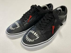 VANS OLD SKOOL 黒レザー 牙 蜘蛛の巣 US9.5 (27.5cm) バンズ オールドスクール アメリカ企画限定!!