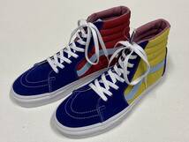 VANS レア!! SK-8 Hi 青スエード 黄赤ピンク水色 マルチパターン US9 (27cm) アメリカ企画限定!! バンズ ハイトップ_画像1