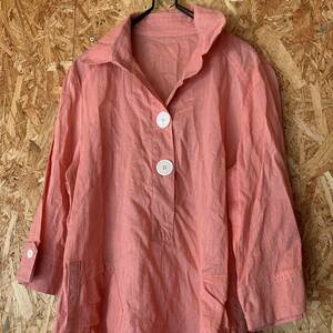 美品　vie paisible ロングシャツ　シャツワンピース リネンシャツ　ポケット付き　大きめサイズ　1795