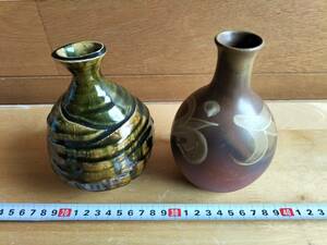 コレクション　昭和　レトロ　アンティーク　花瓶　一輪挿し　陶器　焼き物　お花　2個　まとめて