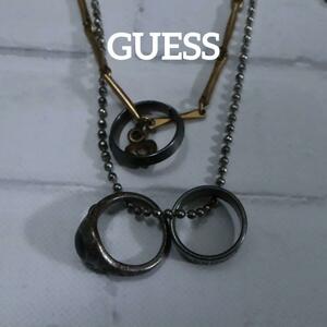 【匿名配送】GUESS ゲス ネックレス 2連 シルバー リング ゴールド