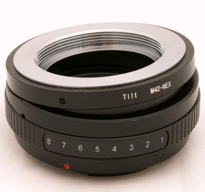  tilt possible M42 mount lens - Sony SONY NEX mount adaptor aperture stop pin pushed . type 