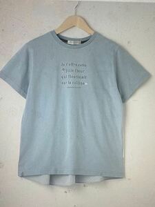 ポンポネット新作バックフレア半袖Tシャツ160cmサックス★新品激安！