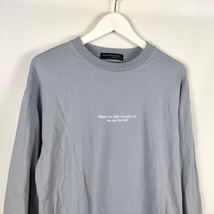 コンファーム Confirm Tシャツ カットソー バックプリント オーバーサイズ クルーネック 長袖 M ブルーグレー メンズ 中古 /EO_画像2