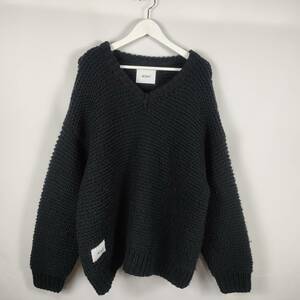 ダブルタップス WTAPS 19AW MEDIEVAL SWEATER WOAC セーター ニット Vネック 192MADT-KNM02 長袖 03 L ブラック メンズ 中古 /KEI