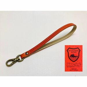 * Tochigi leather hand strap orange original leather made in Japan *