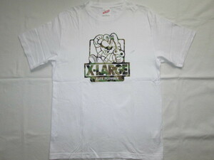 ★古着 汚れ有り XLARGE SUPER MARIO BROS. エクストララージ×スーパーマリオブラザーズ Tシャツ L 白 迷彩柄 カモフラージュ 任天堂★