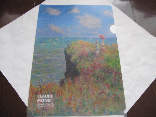 Neue unbenutzte Claude Monet Walk on the Cliff Clear File A4 Monet Frau mit Sonnenschirm Impression Sunrise Water Lily Renoir Cezanne Gauguin, Malerei, Ölgemälde, Natur, Landschaftsmalerei