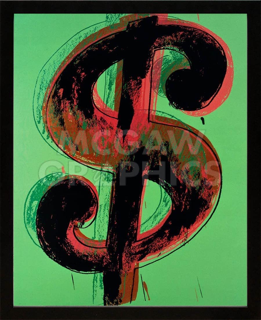 [Reproduktion] Andy Warhol zeitgenössische Kunst, gerahmt, Malerei, Kunstplakat, Andy Warhol, Versatz, $ Dollar, Innere, Kunstwerk, Malerei, Andere