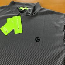 サラッと快適多機能モックネックシャツＬＬ　新品 HK WORKS LONDON Green コシノヒロコ GOLF ゴルフ ネイビーオフホワイトボーダー　半袖_画像2