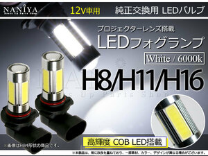 限定特価販売・LED　ホグランプ　6000Ｋホワイト・H8/H11/H16・プロジェクタ－レンズ使用・車検対応・未装着・