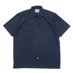 古着 ディッキーズ Dickies ワークシャツ ボックス 半袖 ネイビー サイズ表記：XL　gd80300